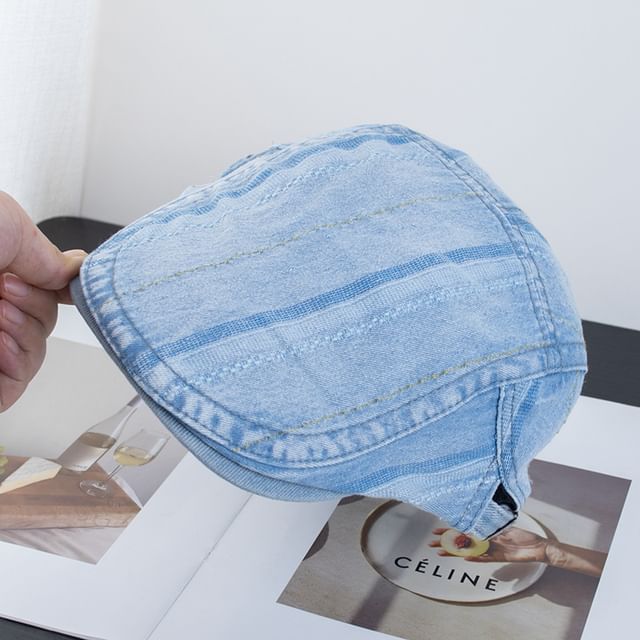 Flat Denim Washed Striped Cap