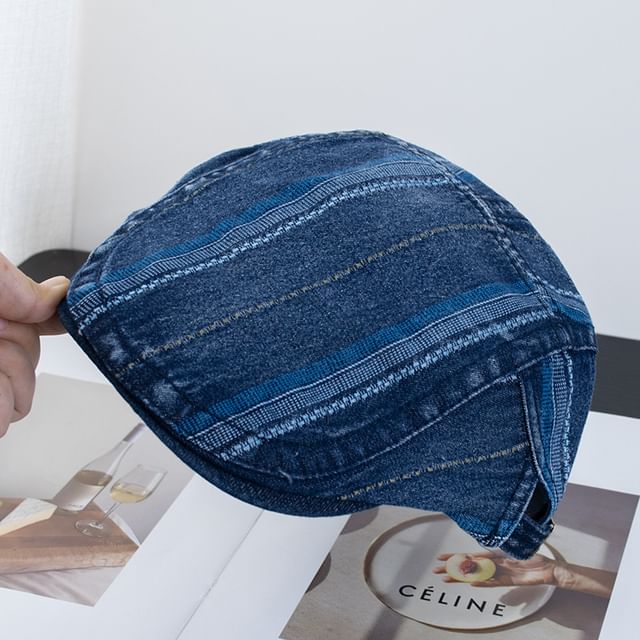 Flat Denim Washed Striped Cap