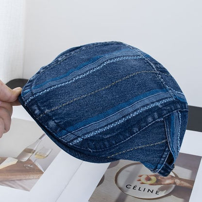 Flat Denim Washed Striped Cap