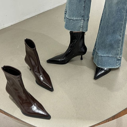 Stiletto Short Heel Boots Pointy