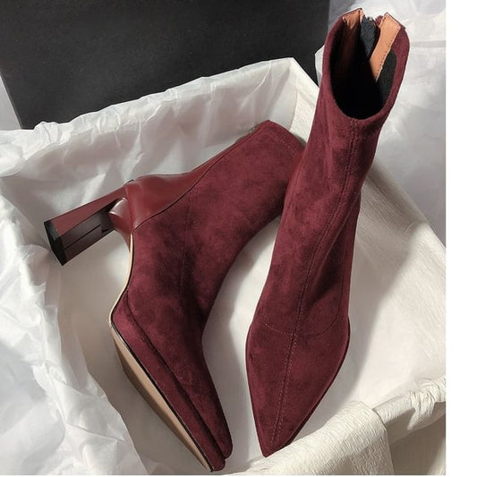 Chunky Short Boots Heel Pointy
