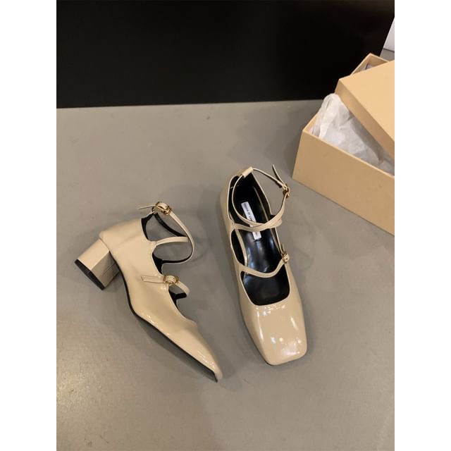 Square-Toe Shoes Heel Jane Mary Chunky