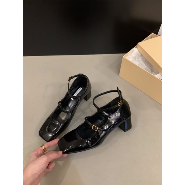 Square-Toe Shoes Heel Jane Mary Chunky