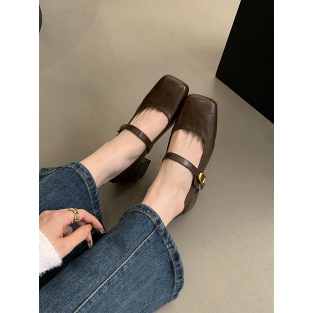 Chunky Jane Mary Heel Square-Toe Shoes