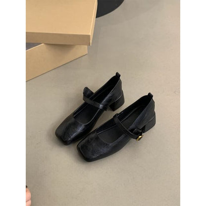 Chunky Jane Mary Heel Square-Toe Shoes