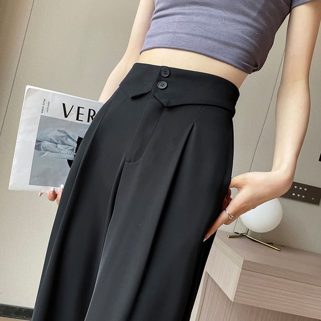 Pantalon habillé uni à taille haute et jambe droite