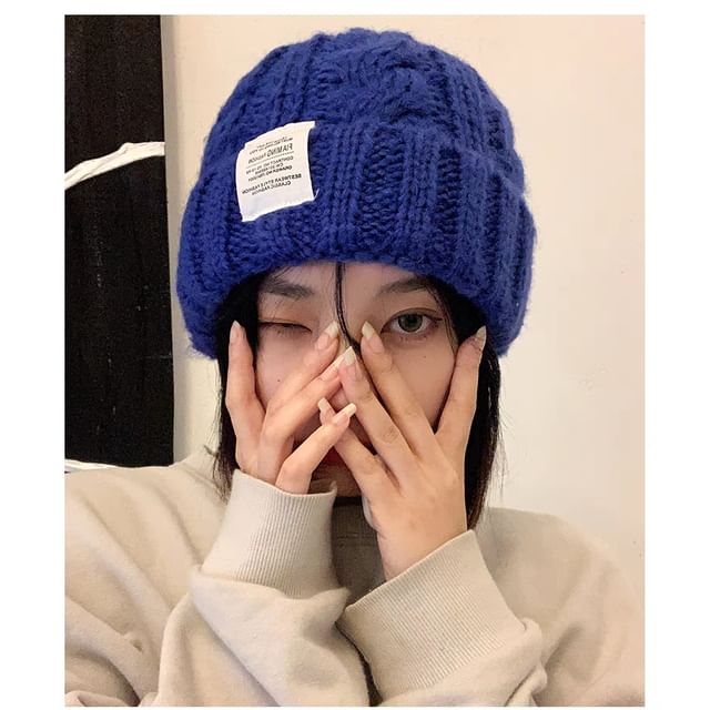 Plain Fuzzy Beanie Knit