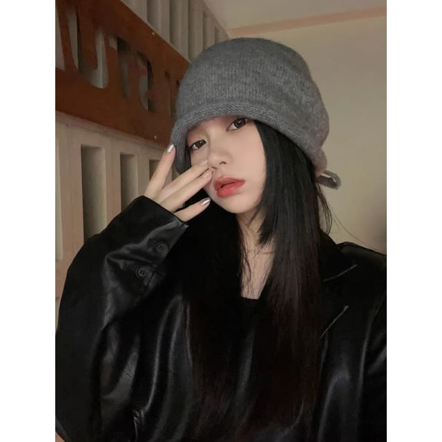 Plain Beanie Bowknot