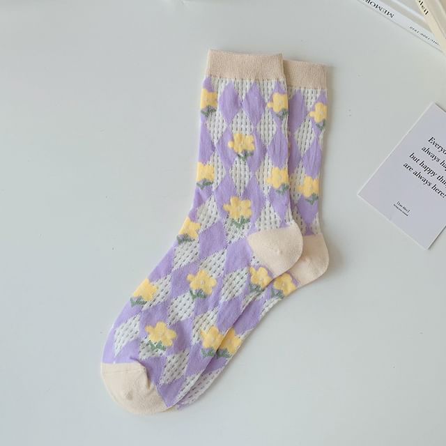 Floral Crew Socks / Plaid Socks