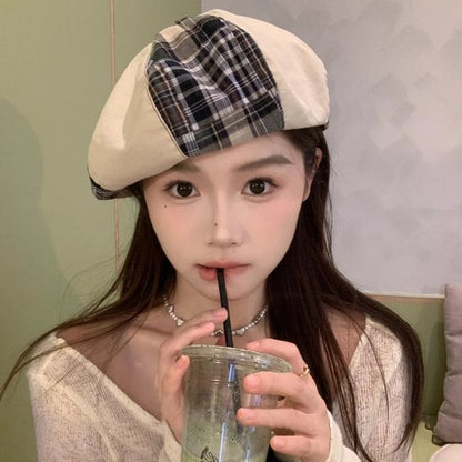 Panel Beret Plaid