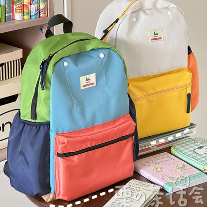 Color Block Laptop Backpack / Bag Charm / Set