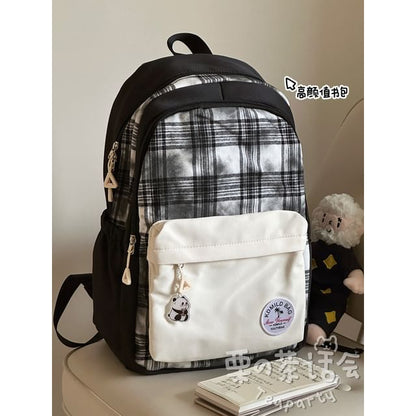 Plaid Applique Laptop Backpack / Bag Charm / Set