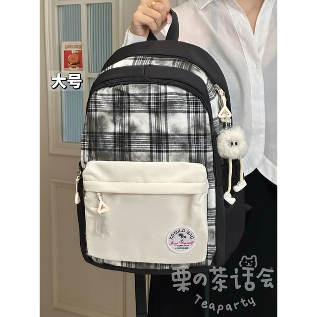 Plaid Applique Laptop Backpack / Bag Charm / Set