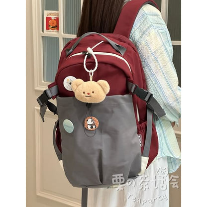 Two Tone Drawstring Laptop Backpack / Badge / Bag Charm / Set