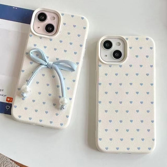 Heart Phone Case / Bow Faux Leather Adhesive Decoration / Set