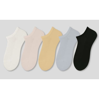 Set of 5 Pairs: Plain Perforated Ankle Socks