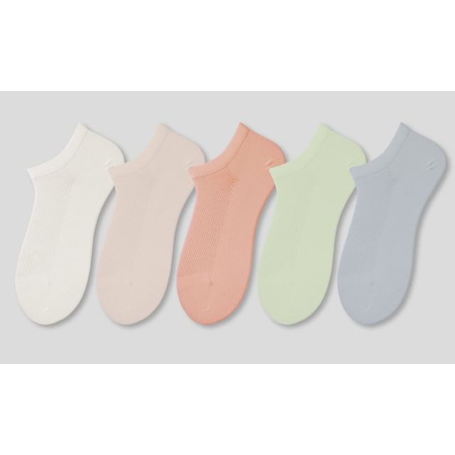 Set of 5 Pairs: Plain Perforated Ankle Socks