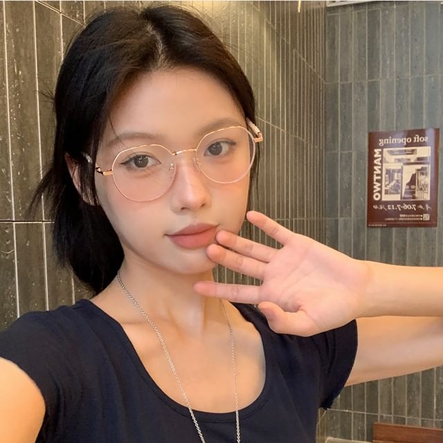 Light Frame Blue Metal Round Eyeglasses Blocking