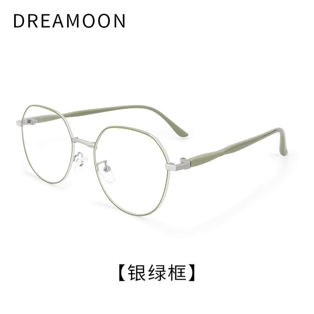 Light Frame Blue Metal Round Eyeglasses Blocking