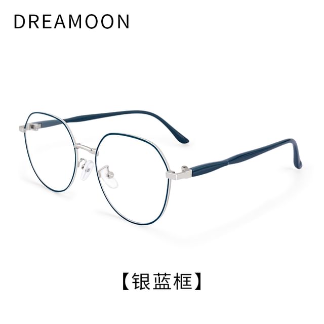 Light Frame Blue Metal Round Eyeglasses Blocking