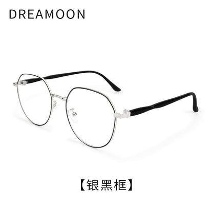 Light Frame Blue Metal Round Eyeglasses Blocking
