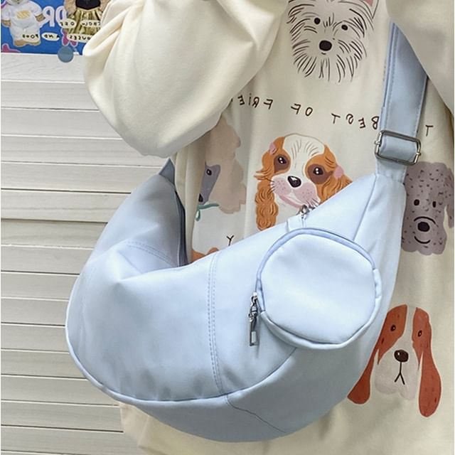 With Coin Pouch Zipper Crossbody Plain Purse