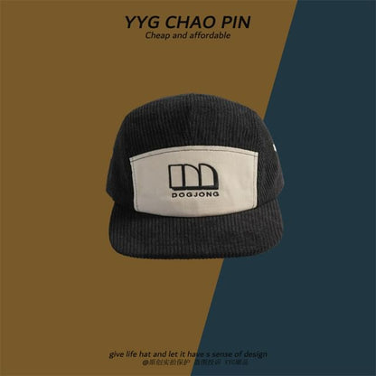 Letter Embroidered Baseball Cap Corduroy
