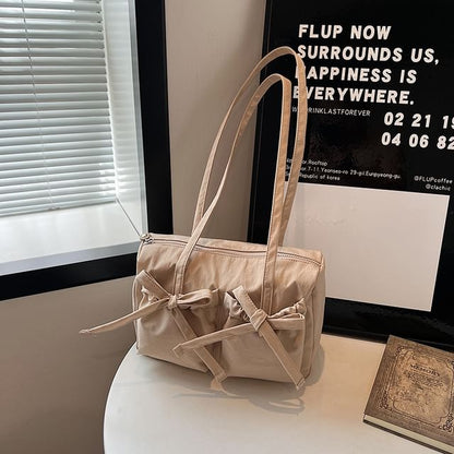 Plain Bow Nylon Tote Bag