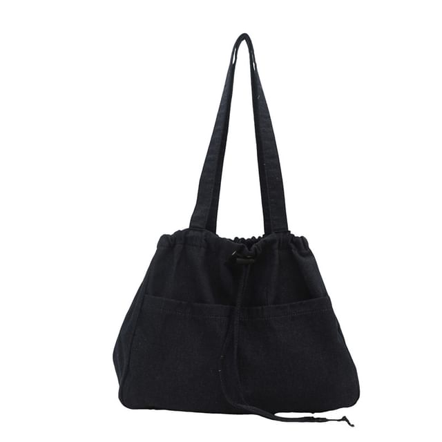 Drawstring Denim Tote Bag