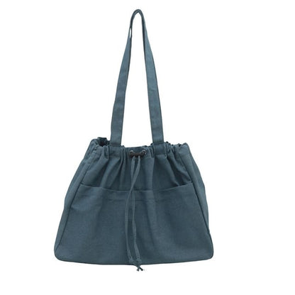 Drawstring Denim Tote Bag