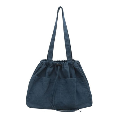 Drawstring Denim Tote Bag