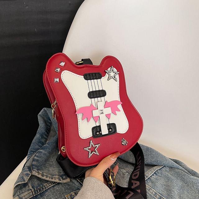 Applique Crossbody Studded Bag Violin Star