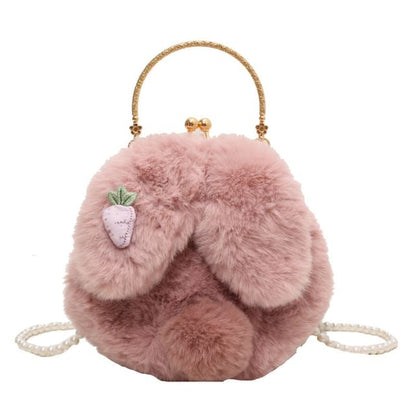 Bag Strap Crossbody Beaded Fluffy Rabbit