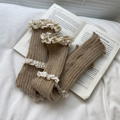 Lace Trim Knit Leg Warmers