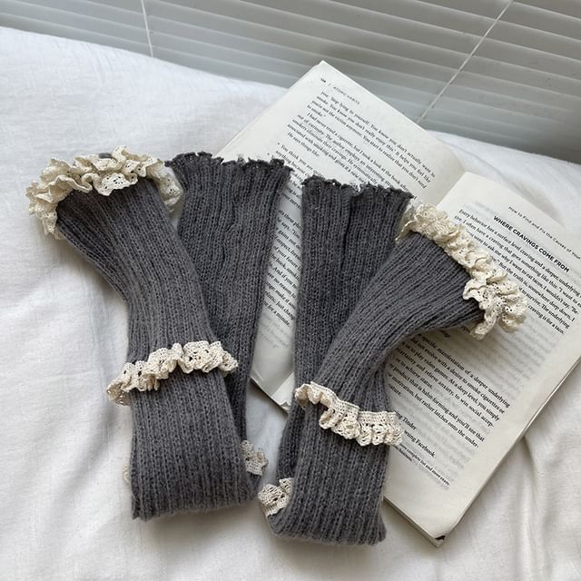 Lace Trim Knit Leg Warmers