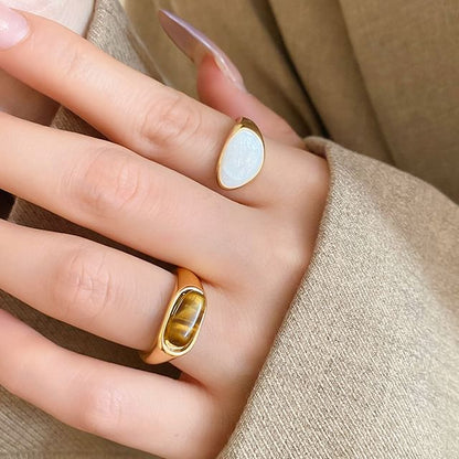 Open Gemstone Alloy Glaze Faux Ring /