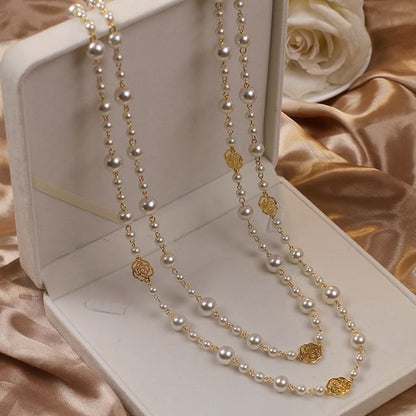 / Pearl Necklace (Various Layered Faux Floral Designs)
