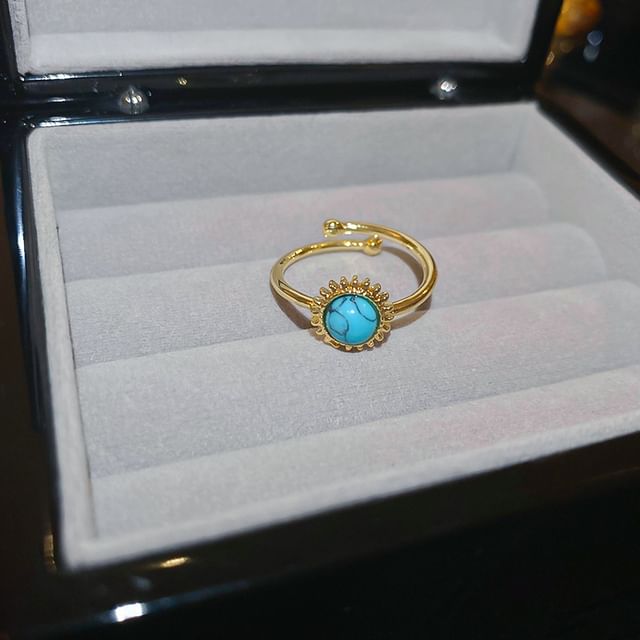 Sun Open Ring Gemstone Alloy Faux