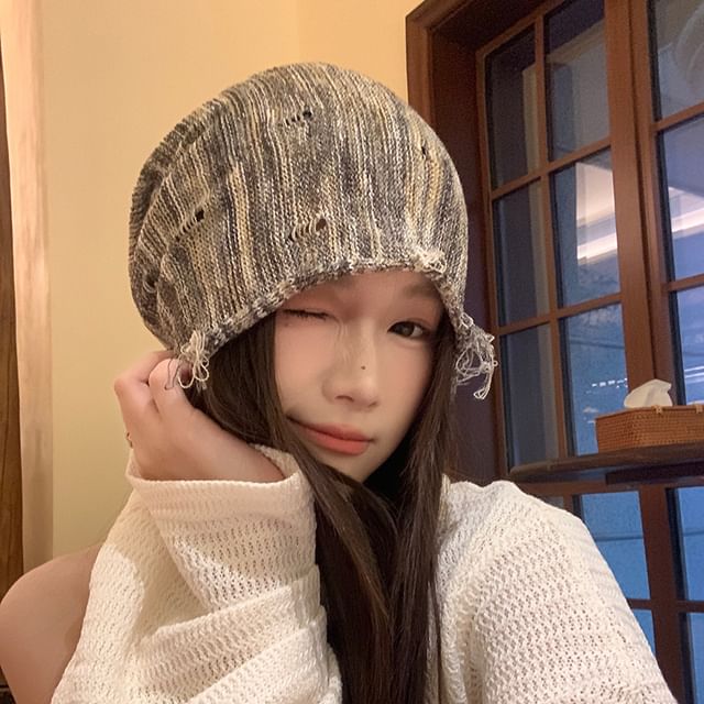 Distressed Beanie Frayed