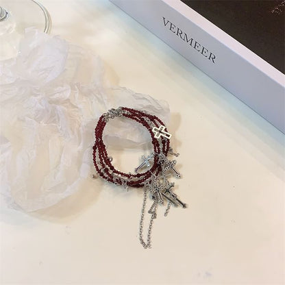 Layered Bracelet Cross Necklace /