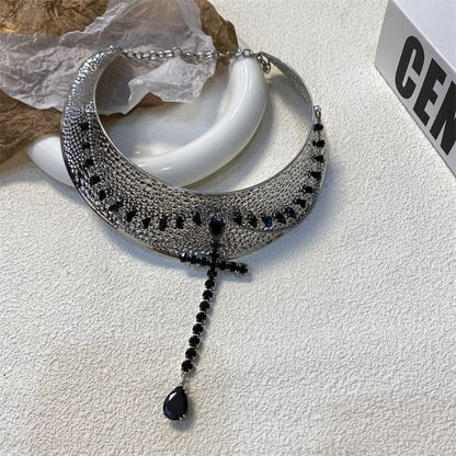 Rhinestone Choker Metallic Lariat