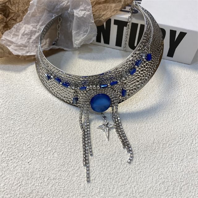 Rhinestone Choker Metallic Lariat