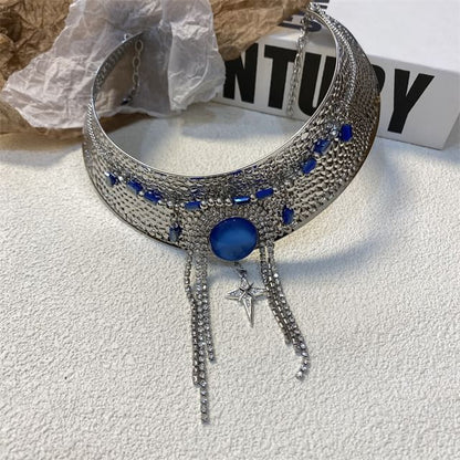 Rhinestone Choker Metallic Lariat