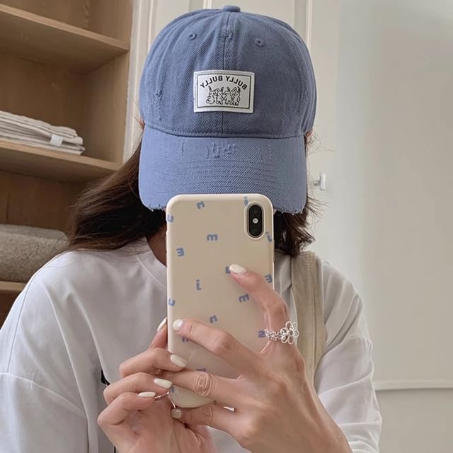 Distressed Cap Applique Baseball