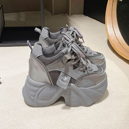 Hidden Sneakers Wedge Mesh Panel Platform