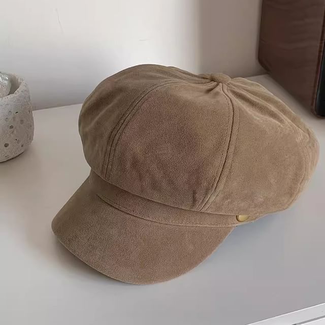 Newsboy Faux Cap Plain Suede