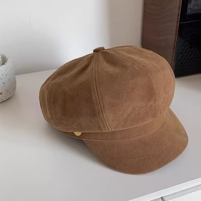 Newsboy Faux Cap Plain Suede