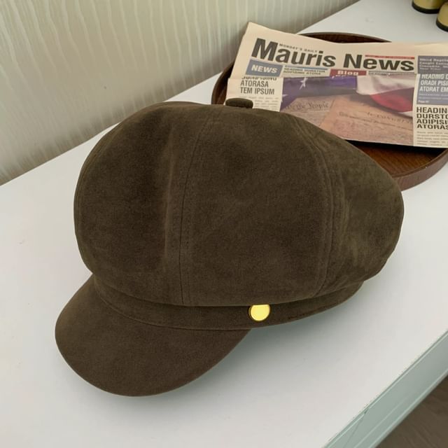 Newsboy Faux Cap Plain Suede