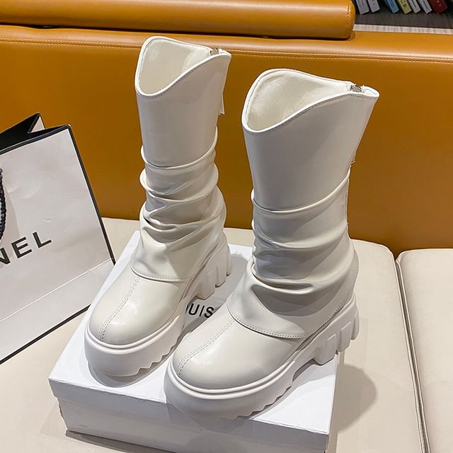 Platform Mid Panel Calf Boots