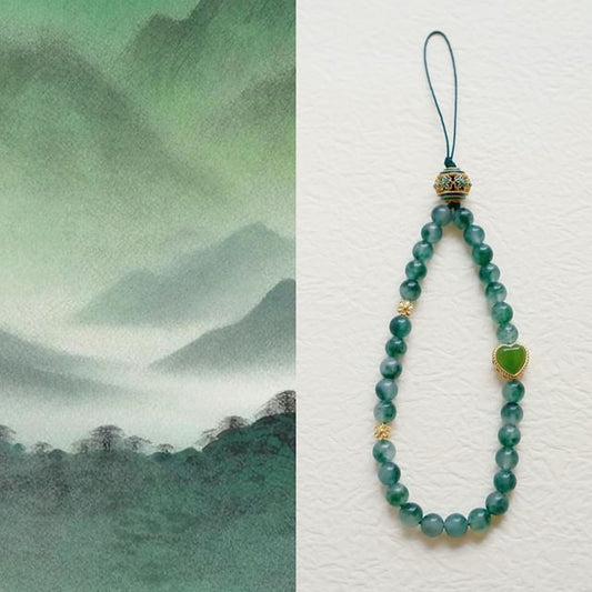 Heart Faux Gemstone Bead Phone Strap